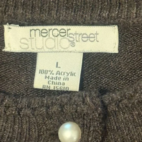 Mercer Street Studio Women's Sweater Cardigan Button Down Size Large Brown - Picture 5 of 11